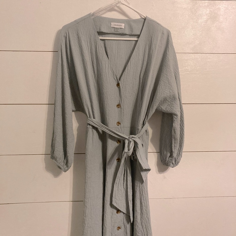 Calvin Klein soft foam green dress.